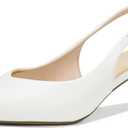 Women's Pointed Toe Kitten Heel Pumps, 2 Inch Heel, Adjustable Heel Strap, Wedding Party Dress Shoes, 8.5