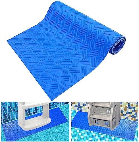 SKARUMMER Swimming Pool Ladder Mat - Protective Pool Ladder Pad Step Mat with Non-Slip Texture, Blue Medium Blue Medium Pool Step Mat, Pool Liner Protection Mat (36 X 36 inch)