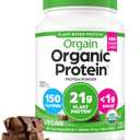 Orgain Organic Vegan Protein Powder, Creamy Chocolate Fudge - 21g Plant Protein, 6g Prebiotic Fiber, Low Net Carb, No Lactose Ingredients, No Added Sugar, Non-GMO, For Shakes & Smoothies, 2.03 lb, Best By: 03-04-27