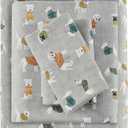 True North by Sleep Philosophy Cozy Flannel Warm 100% Cotton Sheet - Novelty Print Animals Stars Cute Ultra Soft Cold Weather Bedding Set, Full, Grey Dogs 4 Piece