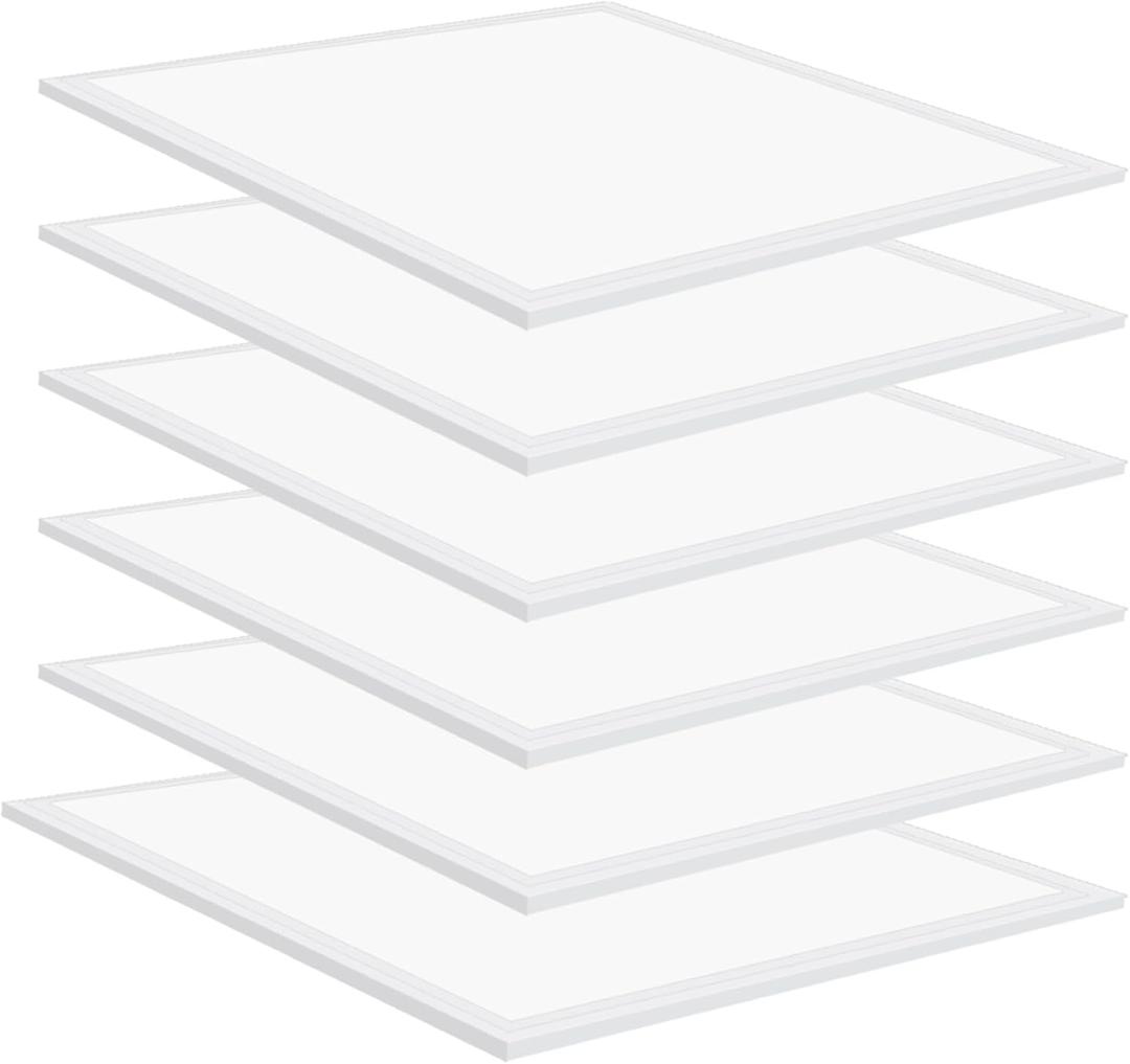 6PCS 2x2 LED Flat Panel Light, 45W 5000K Recessed Edge-Lit 2x2 LED Drop Ceiling Light, 5800lm Lay in Fixture for Office,110-277V, 0-10V Dimmable ETL Listed.