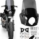 Motorcycle Fairing 5.75" Headlight Fairing with 15" Motorcycle Windshield 39mm Mounting Hardware for Harley Sportster 1100 1200 Iron 883(Smoke)