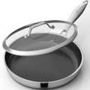 LOLYKITCH 12 In Nonstick Frying Pan Skillet with Lid, Ceramic Coating, Triply Stainless Steel, Induction Compatible, PFOAfree, Oven Safe to 600°F, Dishwashersafe, Detachable Handle