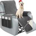 BOCTOPUG Velvet Recliner Chair Cover 30 Inches Sofa Slipcover Waterproof Recliner Slipcover Reversible Sofa Cover Water Resistant Couch Cover for Dogs Pets (Dark Grey, 30")