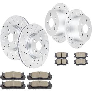 Front and Rear Drilled and Slotted Brake Rotors Ceramic Brake Pads Brake Kit Replacement for TOYOTA CAMRY 2012  2017 AVALON 2013  2018 LEXUS ES350 2013  2018 ES300h 2013  2018