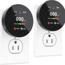 4-in-1 Carbon Monoxide & Gas Detector Plug in, Combination Natural Gas Leak & Carbon Monoxide Alarm, Dual Sensor CO & Gas Detector with Temperature & Humidity, 2 Packs