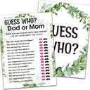 Baby Shower Game Cards, Find Who Dad or Mom Game, Tropical Jungle Theme Party Games, Set of 30 (Green007)