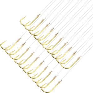 PATIKIL Small Fishing Hooks with Line Double Hook Rigs Fishing Hook on Nylon Line for Freshwater (36cm)
