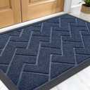 OLANLY Front Door Mat Indoor Outdoor Entrance, Waterproof All-Season, All-Weather Welcome Doormat, Sturdy Natural Rubber, Low Profile, Easy Clean Patio Porch Entryway Outside Floor Mat, 47x32, Blue