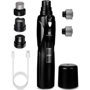 Dog Nail Grinder, 3 Grinding Heads, 2-Speed, LED Light, Touch-Switch, TypeC, Quiet, Low-Vibration, Dog Nail Trimmers for Large, Medium, Small Dogs & Cats with Hard/Thick Nails (U-Black)