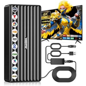 TV Antenna for HD Smart TV Indoor,1000+ Miles Range Digital Outdoor TV Antenna for Free Local Channels, Supports 8K/4K/1080P,33ft Coax Cable (Basic)
