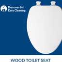 CHURCH Toilet Seat, Easy Clean Hinges Release for Deep Cleans, Durable Enameled Wood Seat, Elongated, White