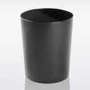 iDesign Steel Round Bathroom Trash Matte Black Waste Can