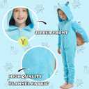 Kids Flannel Animal Onesie Costume Halloween Dress up Christmas for Girls and Boys (Blue)