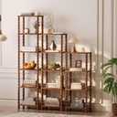 HOOBRO 6-Tier Bookcase, Wooden Bookshelf, Storage Shelf, Walnut