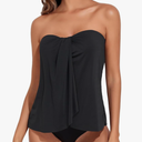 Tempt Me Black Two Piece Tankini Bathing Suits for Women Halter Bandeau Swim Top with Bottom Flyaway Tummy Control Swimsuit XXL