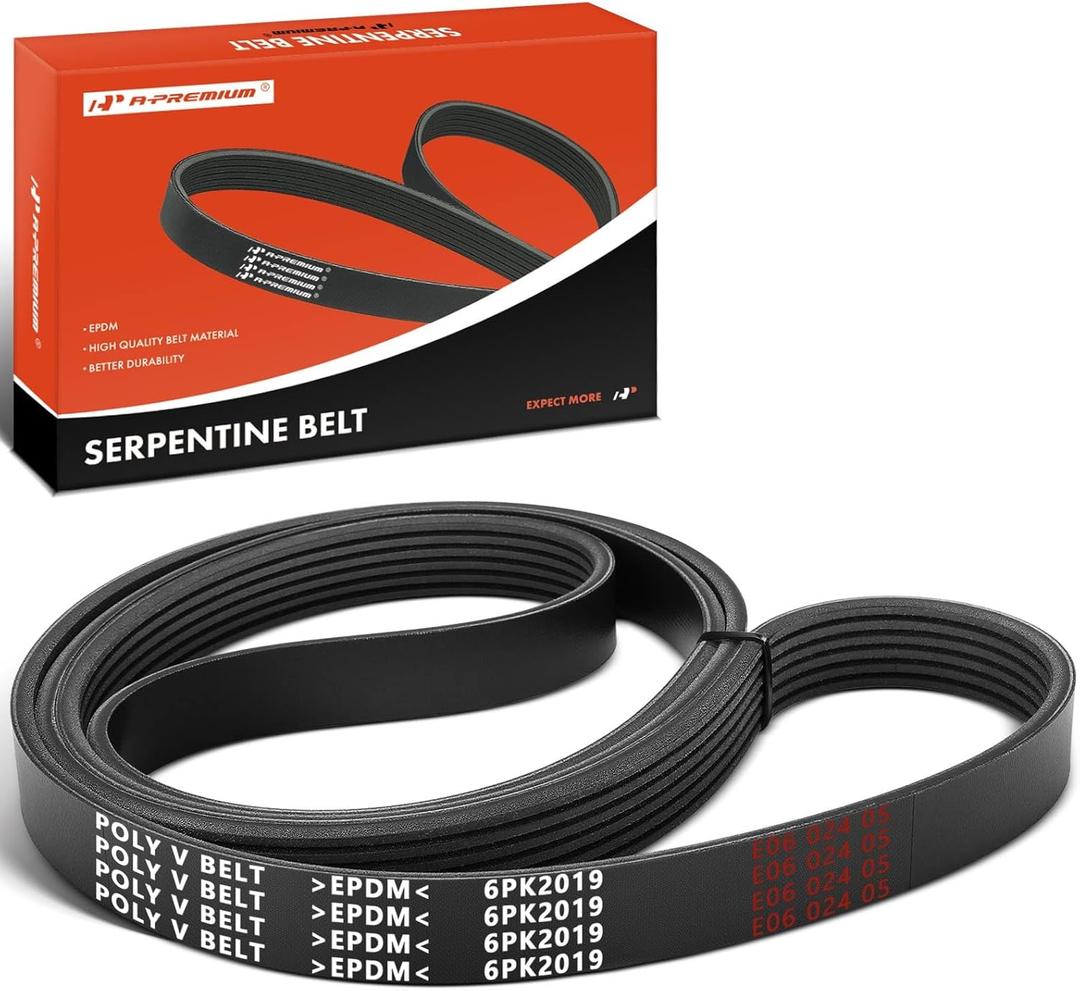 A-Premium Engine Serpentine Drive Belt Compatible with Ford, Ram, Jeep, Dodge, Chrysler, Volkswagen, Saab, Saturn, Mack & Cadillac Cars - F-150 F150, 1500, 2500, 3500, Cherokee, Grand Caravan & More