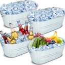 4PCS 3 Gallon Galvanized Tub, Beverage Tub, Ice Buckets for Parties With Carry Handles, Drink Buckets for Parties, Beverage Tubs for Parties, Mimosa Bar Supplies, Large, Silver