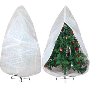 Shappy Christmas Tree Storage Bag 9 x 4 Feet Xmas Tree Cover Upright Dust Proof Bag with Zipper & Drawstring for Xmas Dust-Proof Christmas Fully Decorated Artificial Cover (White)