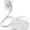 TESSAN Surge Protector Flat Extension Cord 3Ft, Ring Plug Power Strip with 4 Outlets 3 USB Ports (1 USB C), 900 Joules Protection, Multiple Wall Outlet Extender Suitable for Home Office Dorm, Grey