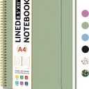 Taja Spiral Lined Notebook, 8.5"x11" Notebooks for Work, Large A4 Journal for Women & Men, College Ruled Journaling Notebook for Writing, Plastic Cover Spiral Journal, Green