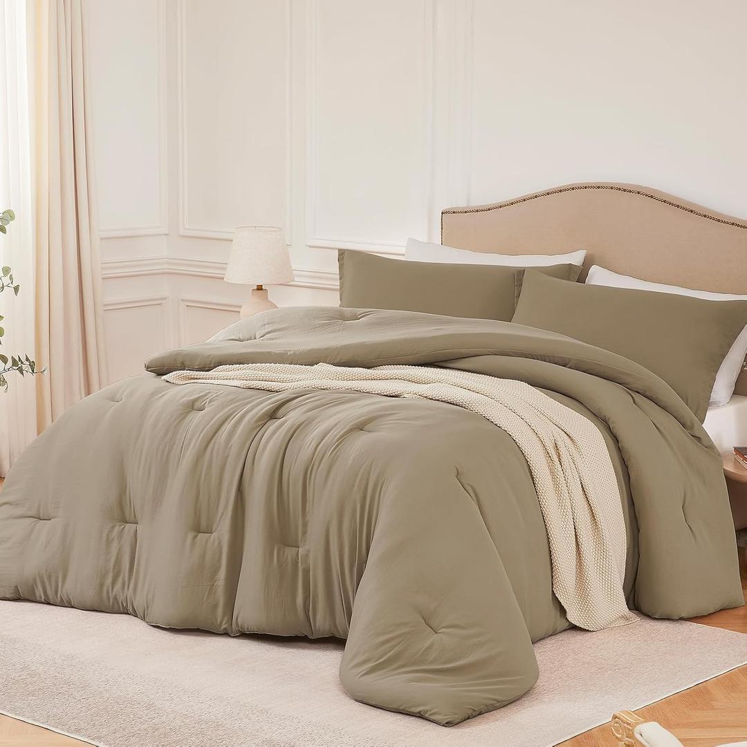 California King Comforter Set Taupebrown,3PCS Soft Lightweight Breathable Bedding Comforter Sets for All Season, Cal King(104''96'' Comforter & 2 Pillowcases) (Cal King (104"x96"), Taupebrown)