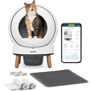 PetSafe ScoopFree SmartSpin Self-Cleaning Litter Box Bundle  Advanced Odor Control  App Controlled  Up to 2 Weeks of Hands-Free Cleaning  Includes Litter Mat, 50 Waste Bin Liners, 4 Deodorizers
