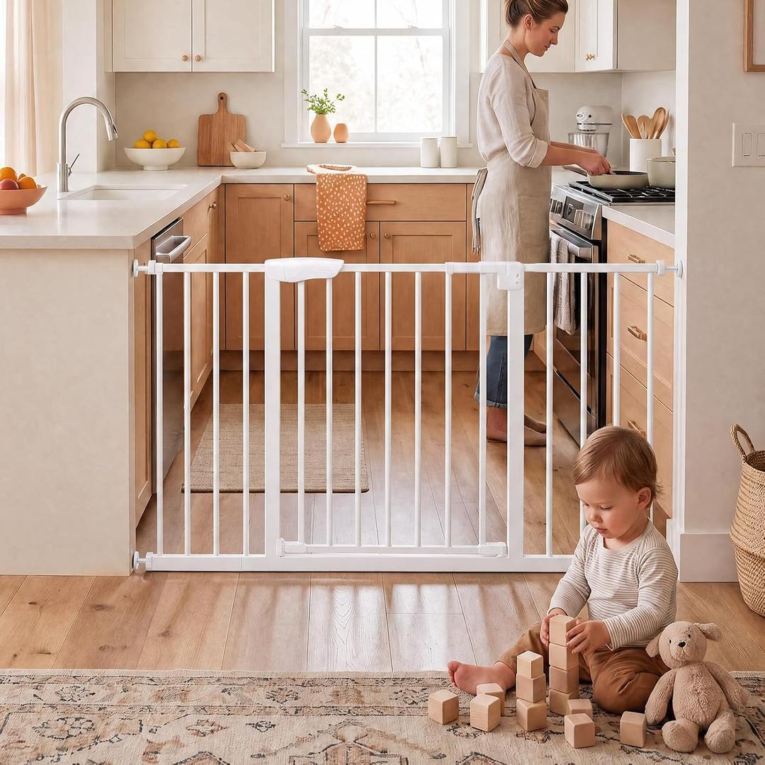 NEWBULIG 30" Tall Baby Gate for Stairs and Doorways, Pressure Mounted
