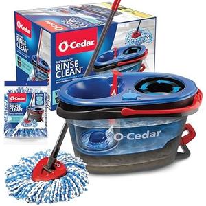 O-Cedar RinseClean Spin Mop & Bucket System + 1 Extra Mop Head | Clean with Clean Water | Removes 99% of Bacteria