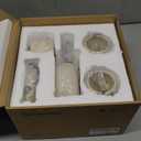 Ceramic Bathroom Accessory Set, 5 Pcs - Soap Dispenser 16 Oz, Toothbrush Cup, Toothbrush Holder, Soap Dish, Candle Holder - Beige, Boho Bathroom Sink Decor, Modern Countertop Accessories