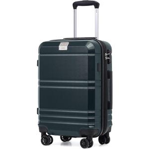 LONG VACATION Hardside Expandable Carry On Luggage, Suitcase with Spinner Wheels TSA Lock, Luggage with USB Port (Dark Green, 20 INCH)