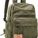 Phaoullzon Small Backpack Purse for Women Travel Vintage Canvas Casual Daypack, Olive green