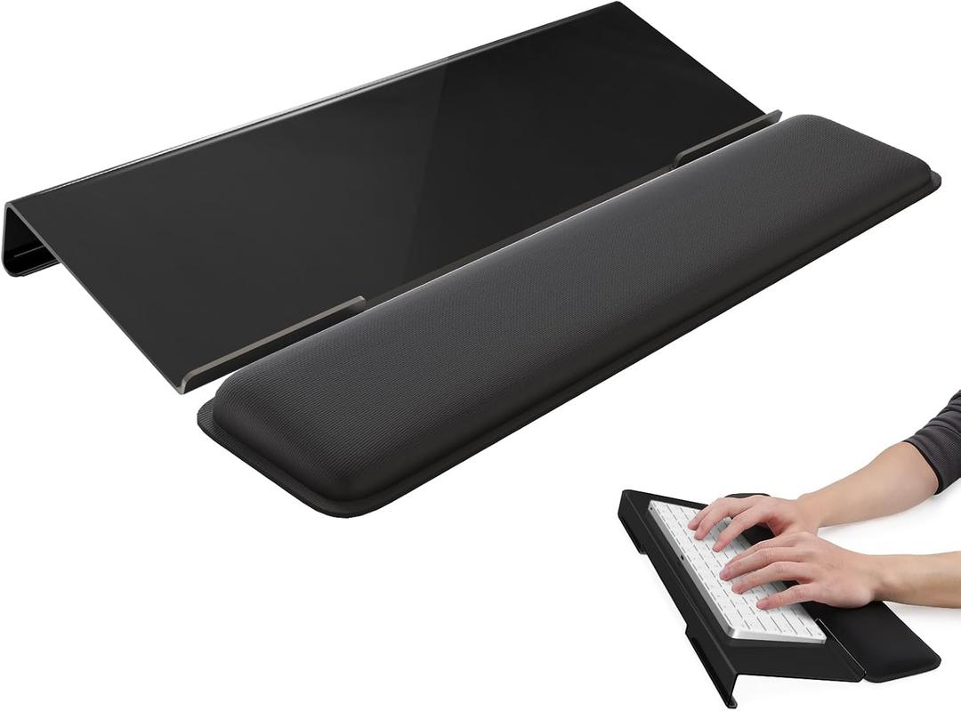 Laborio Computer Keyboard Wrist Rest Stand for Desktop, Keyboard Holder for Easy Typing with Wrist Pad for Office Desk, Home, School (Black)
