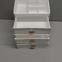 Makeup Organizer with Drawers for Vanity,Bathroom Countertop Organizer with Brushes Holder,Skincare Storage Organizer,Perfect Cosmetic Display Case for Skincare,Lipstick and Beauty Essential (White)