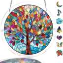 Acrylic Puzzles Suncatcher Window Hanging, 83 Pieces 7.4 Inch Sun Catcher Acrylic Puzzles Garden Decoration for Women Men Mom Birthday Gift Home Decor (Vivid Tree)