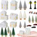 29 Pcs 1.5 Inch Christmas Miniature Houses Figurines Miniature White Resin Houses Christmas Miniature Village Set Christmas Miniature Town for Mini Christmas Scene Micro Landscape Decor