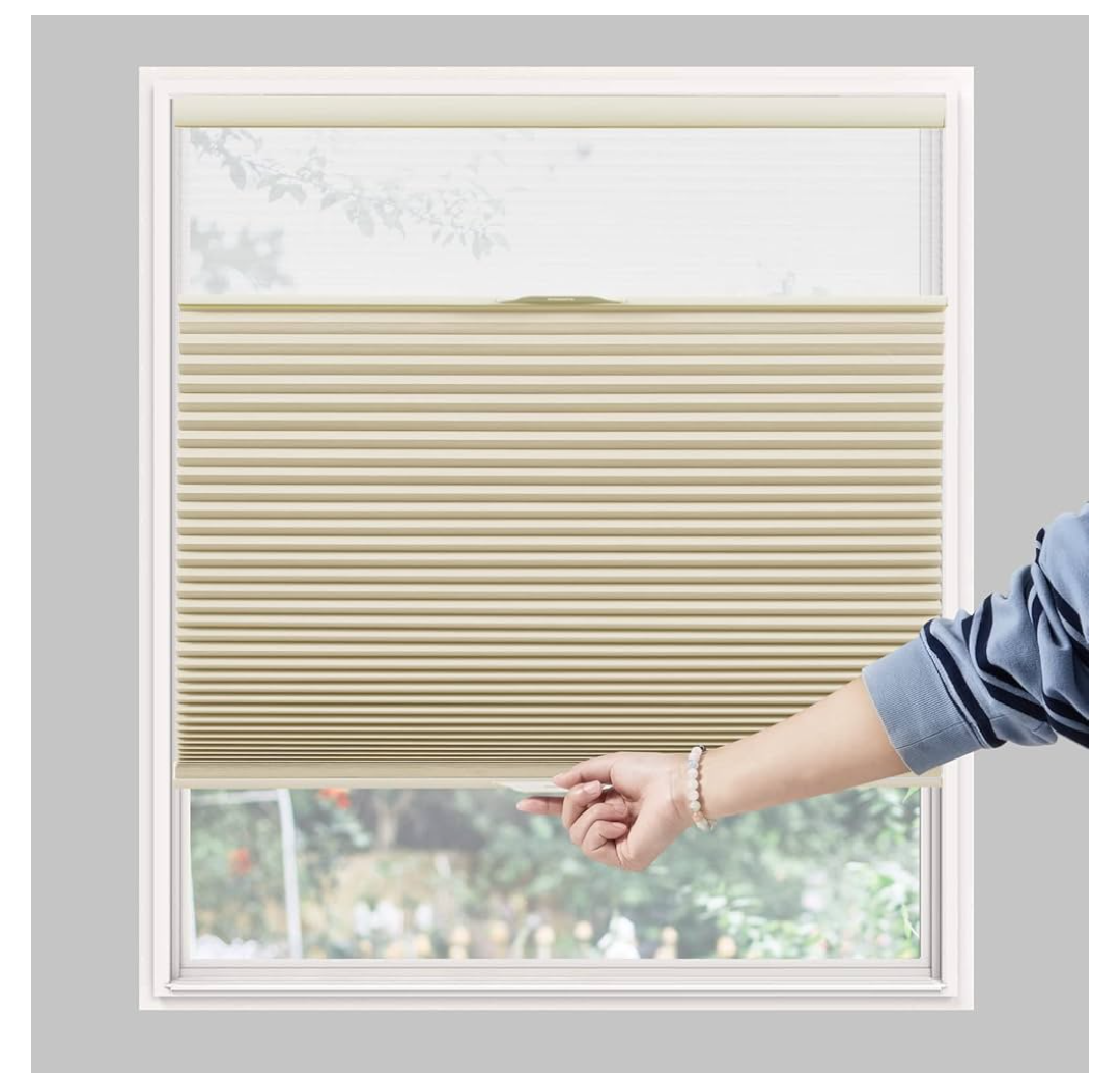 Custom Window Blinds Top Down Bottom Up Cellular Shades Cordless Blackout Room Darkening Insulated Pleated Accordion Shades for Windows and Home - Light Beige, 29*72
