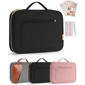 Bible Cover Case for Women, Bible Study Supplies, Bible Journaling Kit, 6 No Bleed Bible Highlighters and Pens, 75 Bible Tabs, Large Size Zippered Bible Bags (Black)