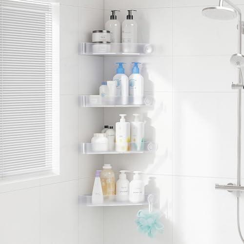 Amazon.com: Sotfamily Shower Caddy Corner, 4 Pack Adhesive Corner Shower Shelves for Bathroom Organizers and Storage, Rust Free Plastic Rack for Bathroom Accessories & Decor, Crystal : Home & Kitchen, White