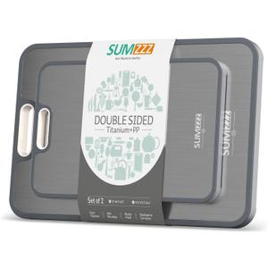 Titanium Cutting Board Double Sided Food Grade, Pure Titanium/PP for Kitchen, Cutting Board Easy to Clean[15.5*10.5+12*8.5] (Silver)