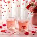 Potchen 2 Pcs Mothers Gift Set 3D Wine Glasses with Pink and Red Heart Designs, 10oz Heart Themed Wine & Water Glasses Stemless, Mother's Day Party Gift