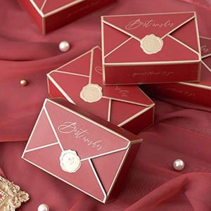 POTTIIS 20Pcs Candy Box Cookie Gift BoxesRomantic Wedding Favors Cute Chocolate Box for Wedding Bridal Birthday Party Supplies - RED