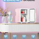 CUTIEWORLD Skincare Fridge with Dimmable LED Light Mirror, 4L Mini Fridge For Desktop, Travel or Cool & Heat, Makeup Fridge for Cosmetics, Skin Care and Food, Pink