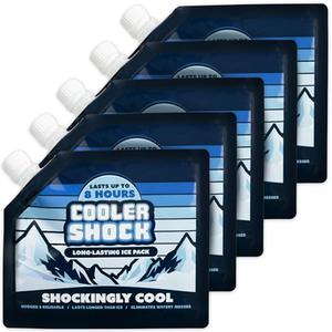 4 Pack Cooler Shock Reusable Ice Packs for Cooler, 6.5"x7.5" - Long Lasting Cold Freezer Packs for Coolers and Lunch Boxes - Cooler Ice Packs for Camping Gear, Fishing, Road Trips, Beach Must Haves