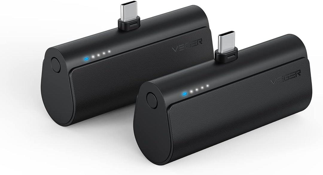 VEGER 2 Packs of Small USB C Portable Chargers, 5000mAh Power Bank Fast Charge Travel Essentials Battery Pack Compatible for iPhone 17/Air/17 Pro/17 Pro Max, Samsung Galaxy S25/S24/Android