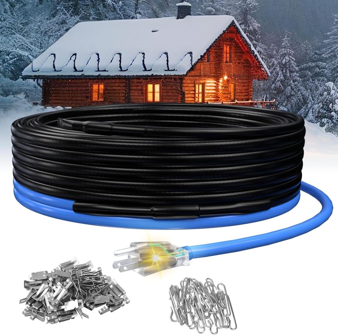 30ft Roof Heat Cable, 5w/ft Constant Wattage, Safe for Roof Ice Dams, Metal or Plastic Gutters, CSA ETL Approved, 120V