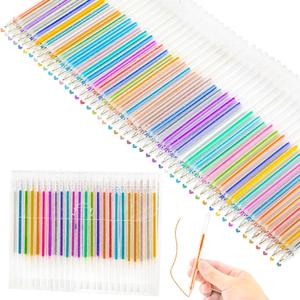 48 Pack Colorful Glitter Pens Sparkly Gel Pens Neon Gel Markers for Kids Artists Students Coloring Books Drawing Sketching Scrapbook, 48 Colors