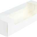 Restaurantware Pastry Tek 9.8 x 3.2 x 2.4 Inch Pastry Boxes 100 Disposable Donut Boxes - With Clear Window Easy Assembly White Paper Cookie Packaging Boxes For Muffins Cupcakes And Mini Cakes