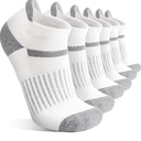 Pair of 6 Merino Wool Ankle Running Hiking Socks Compression Support Breathable Thick Cushion No Show Socks for Women Men (M, Ivory)