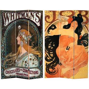 Red Lantern 6 ft. Tall Double Sided Vintage Art Canvas Room Divider, Confections